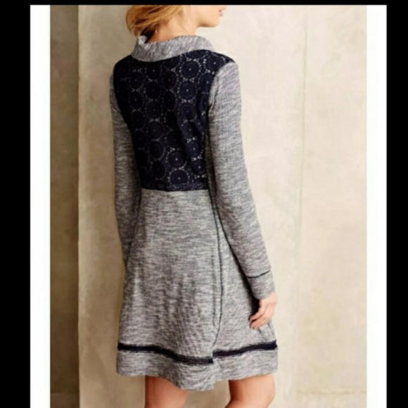 ANTHROPOLOGIE Saturday Sunday Navy Blue Cowl Neck Dress Size Small - Picture 2 of 7